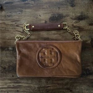 Tory Burch Tan Leather Bag with Gold Chain